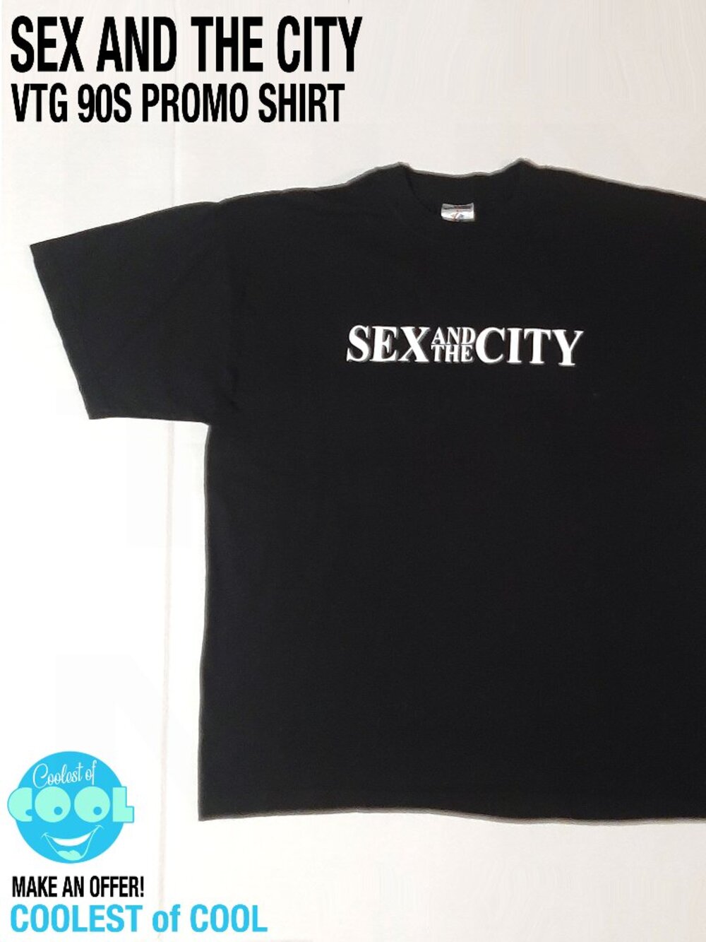 vintage 90s Sex and the City t shirt large black sitcom promo Jerzees tag nice